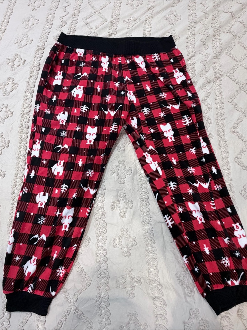 Wondershop Red and Black Buffalo Plaid Pajama Pants with White Puppy Print